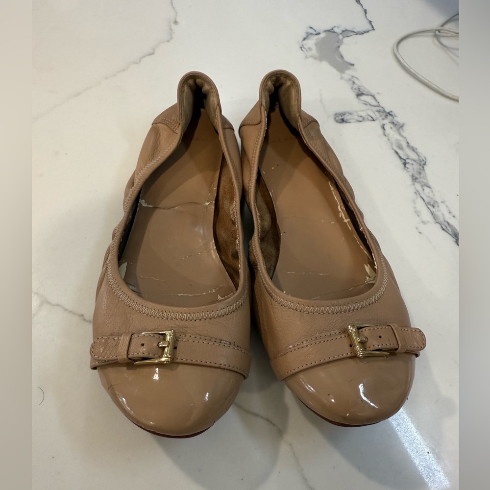 SOLD Cole Haan Tan/Natural Slip On Leather Ballet Flats Size 8.5